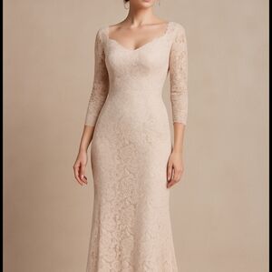 Maniju Maxi Dress Size S light pink womens used lace floral boat neck